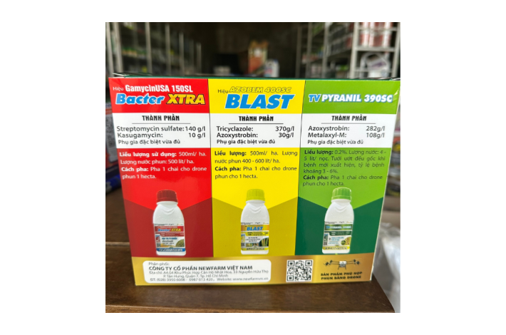 BỘ BA NẤM KHUẨN NEVI 693-BACTER XTRA (GamycinUSA 150SL)-BLAST (Azobem 400SC)-TV PYRANIL 390SC