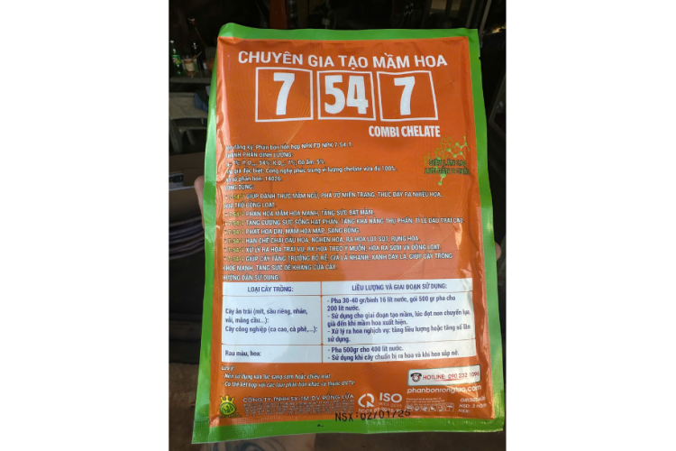NPK tạo mầm hoa 7 - 54 - 7 combi chalate